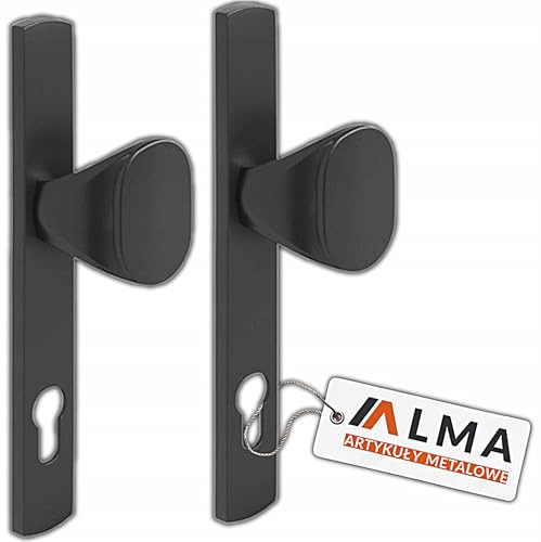 Alma Manufacturer Türknauf Set GAP 90/32 mm Schwarz - Beidseitiges Knaufpaar für schmale Profile - Robuster Türbeschlag für Gartentore und Pforten - Knaufgarnitur aus Stahl