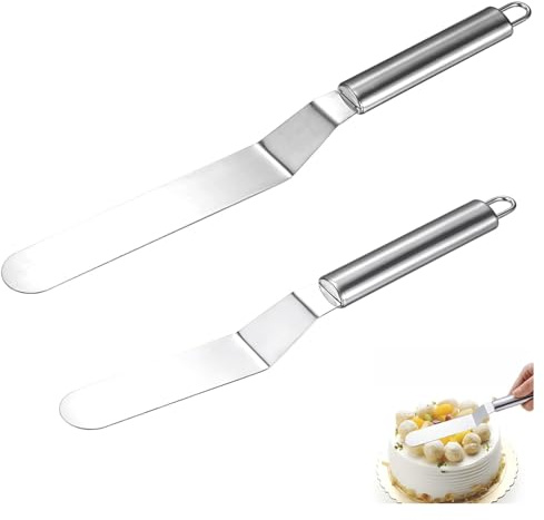 Espátulas,2 Pcs Espátulas Angulares Cocina Acero Inoxidable Pasteleria y Reposteria Spatule Patisserie Espatula Reposteria Decoracion Tarta Reposteria para Glaseado de Pasteles