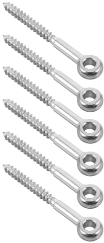 SHOWERORO Tornillos de Ojo Oscilantes M6×60 de Acero Inoxidable, 6 Piezas, Ganchos Autorroscantes para Madera, Cáncamos Resistentes para Hamacas, Columpios y Anclajes de Jardín
