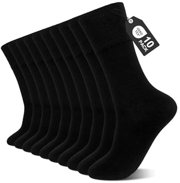 ZFSOCK Chaussettes Homme Coton Ville: Sans Élastique Respirantes 10 Paires | Pointes Sans Couture - Talon Pointe Renforcés 3x Durabilité - Fibre OEKO-TEX - Port Quotidien Bureau Chaussures Cuir