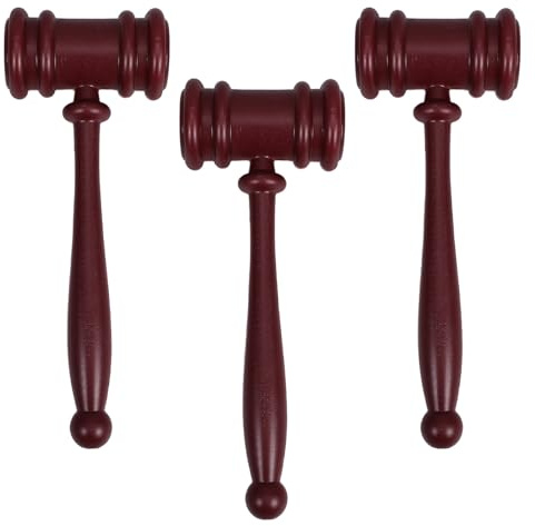 3pcs Plastic Judge Hammer Set for Halloween Costume Accessories, Realistic and Professional Lawyer Gavel Props, Encourages Interactive Play for Special Occasions and Celebrations
