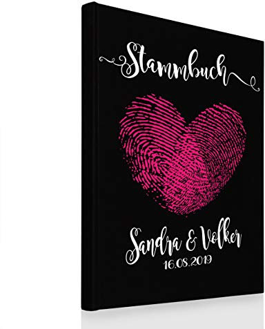 Hochzeitideal Stammbuch der Familie A4 inkl. Personalisierung Bezug Leinen Nr. 44A (Schwarz)