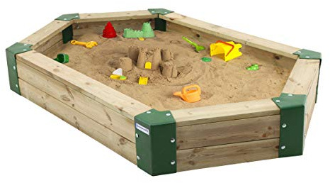 Sabbiera in legno, 6 angoli, sabbiera in legno senza copertura, parco giochi di sabbia, box