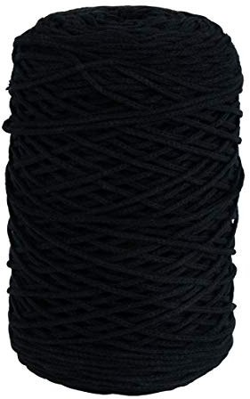 Rayher Braidy Recycling Garn, geflochten, 2 mm Ø, schwarz, 250 g Knäuel, Lauflänge ca. 250 m, Strickgarn, Häkelgarn, Textilgarn, Bastelgarn, 42009576