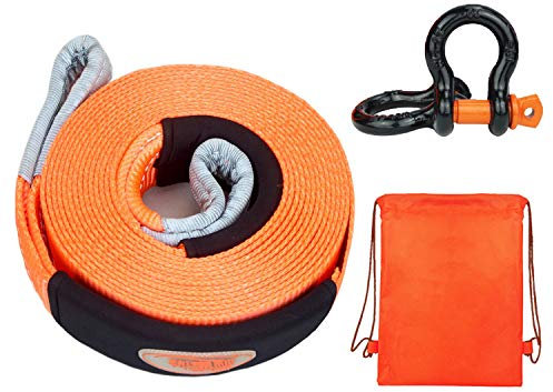 Corde de Remorquage,5M Sangle de Remorquage,4X4 Câble de Remorquage,avec 2 manilles de sécurité et Sac de Rangement,pour Voiture/SUV/Véhicule Agricole/Navire (Size : 5m/5t)