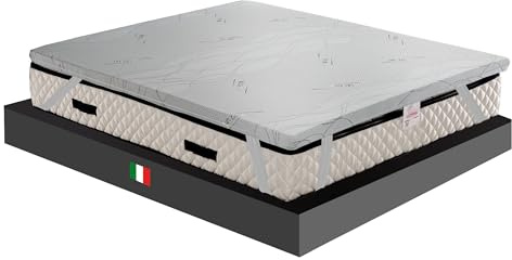 GEEMMA s.r.l. Topper singolo, topper MOLTO RIGIDO 80x190, correttore ortopedico CAUCCIU FOAM H6, Sovra materasso DISPOSITIVO MEDICO DETRAIBILE, tessuto sfoderabile 4 lati in filo in ARGENTO