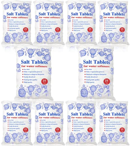 25 Kg Salt Tablets, salt softener tablets 25kg, Food Grade, Compatible to All water softener salt tablet Machines 100% Genuine British Salt Tablet, water softener tablets of Premium Quality (10 Bags)