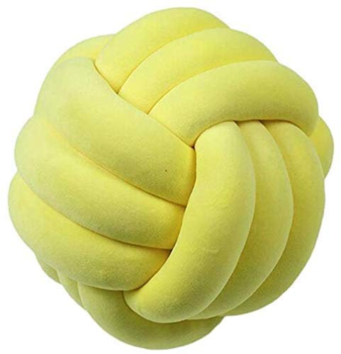 Nicole Knupfer Knot Kopfkissen Knotenkissen Plüsch Kissen Weiche Geknotetes Kissen Knoten Ball Kissen Dekor Bett Zimmer (Gelb,20cm Durchmesser)