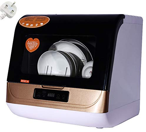 SKDE Mini Dishwasher Portable Table,Compact Countertop Dishwasher Portable,Fully Automatic 70℃ High Temperature Cleaning, Sterilization, Drying, with 3 Modes: Quick Wash, Standard, And Strong,Gold