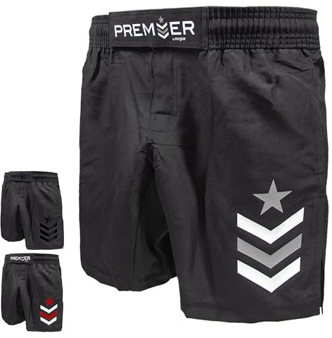 Revgear Youth MMA and Boxing Shorts, Muay Thai Kickboxing Gear, Elastic Waistband, Double Stitched, Ideal for BJJ, Wrestling, Grappling, Fight Training (Gray/Black, Large Youth)