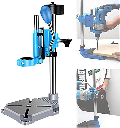 LXX Drill Press Stand for Hand Drill, Heavy Duty Drill Press Stand with Vise, Adjustable Press Workbench Wood Drilling Machine for Small Repair Jobs, Single Hole Cast Iron Base