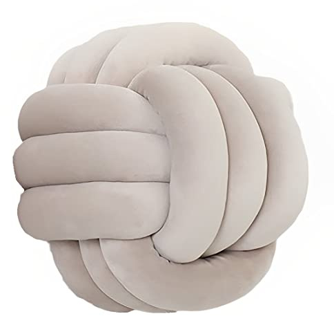 Knot Pillow Ball Round Cushion Pillows, Children Room Decoration Plush Toys Calming Stress Relief Toy (Light Gray,8.5in/22cm)