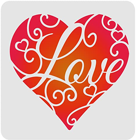 FINGERINSPIRE Großes Herz Schablonen 30x30cm Kunststoff Valentinstag Herz Love Heart Malschablonen Quadratische Wiederverwendbare Schablonen zum Malen auf Holz, Boden, Wand und Fliesen