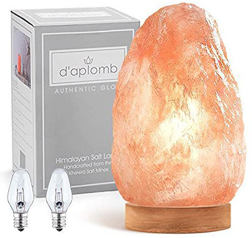 d'aplomb 100% Authentic Natural Himalayan Salt Lamp; Medium Hand Carved Natural Chunk Pink Crystal Rock Salt from Himalayan Mountains; Dimmer Cord; 7 lbs