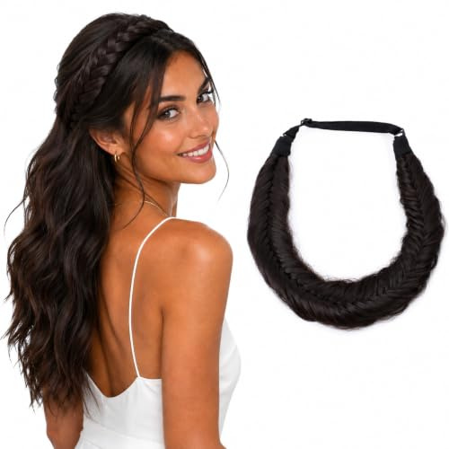 CAISHA Zopf Haarteil Haarband Stirnband Geflochten Schokobraun HZ300