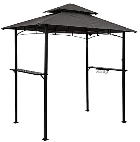 STILISTA Grillpavillon 240 x 150 x 245 cm mit Doppelschichtdach aus Polyester, Gestell aus pulverbeschichtetem Stahl, anthrazit