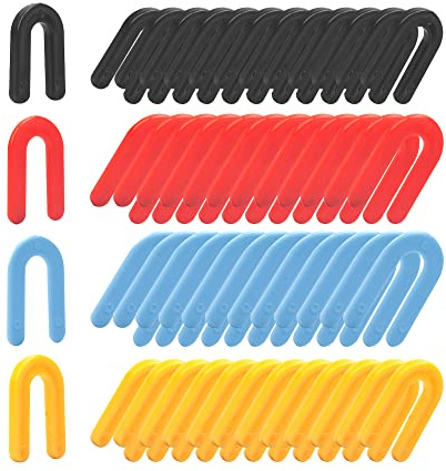 SZSYD 400PCS Plastic Shims, Horseshoe Shims, U Shaped Tile Spacers, Plastic Shims for Leveling, Blue 1/16”, Red 1/8”, Yellow 3/16”, Black 1/4”