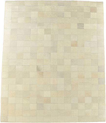 KUHFELL Teppich Patchwork CREMEM WEIß 200 x 150 cm FELLTEPPICH AUS ECHTEM KUHFELL RINERFELL