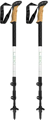 LEKI Cressida Cork Lite Aluminum Adjustable Lightweight Walking Poles for Trekking & Hiking - White-Silver-Green - 90-125 cm