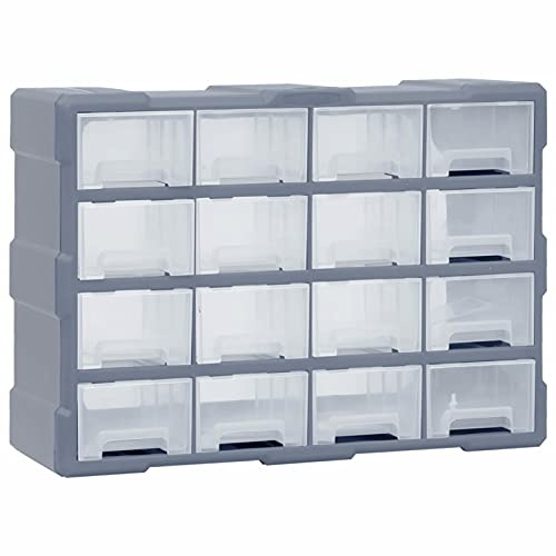 Tidyard Multi-Schubladen-Organizer 16 Schubladen Kleinteilemagazin Sortierkasten Sortimentskasten Sortimentsbox Schraubenbox Sortierbox für Kleinteile ordnungssystem Werkstatt, 52x16x37 cm