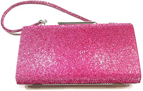 FILMODA Pochette pour femme, pochette de cérémonie, sac de soirée avec strass fuchsia, petits sacs à bandoulière, avec chaîne Crossbody enveloppe élégante cocktail fête de mariage, sac à main, or,
