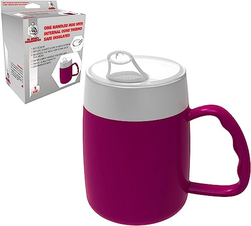 Dr. Bone's Therapeutics ® Mug with Internal Cone with Spouted Lid with Small Opening, Spill-Proof, Drinking aid, Thermo Mug, Feeding Cup Drinking Aid Adult Drinking Cup Sippy Cup 140 ml (BlackBerry)