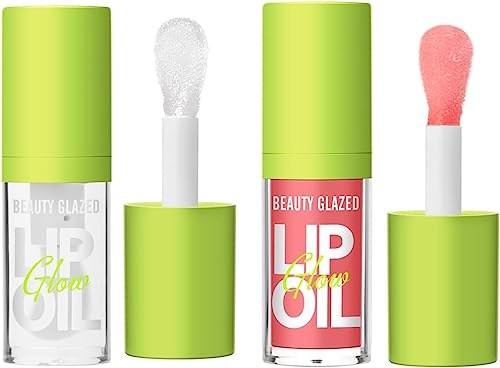 Big Brush Head Pink Moisturizing Jelly Lip Gloss Oil - Long Lasting Liquid Lipsticks - Non-stick Cup Lip Tint - Fresh Texture (#101+102)