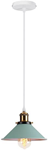 PETITES ECREVISSES Lampadario a sospensione Vintage industriale, Moderno Lampada da soffitto E27 Plafoniera in Metallo Ø22cm Verde Paralume per Sala Cucina Camera da Letto