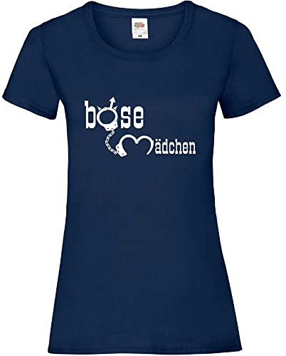 Böse Mädchen in Handschellen Frauen Lady-Fit T-Shirt Navy XXL