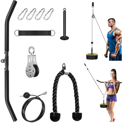 Cable Poulie Musculation, Poulie Musculation Tirage Maison Triceps Poulie Haute et Basse Entraînement des Bras LAT pulldown Machine Équipement pour Biceps Curl