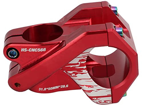 Psytfei Mountainbike-Vorbau, Aluminium, Kurzer Lenkervorbau, 31,8 X 50 Mm, Fahrradvorbau, Lenkererhöhung, Verlängerung, MTB-Vorbau Für Die Meisten Fahrräder(Rot)