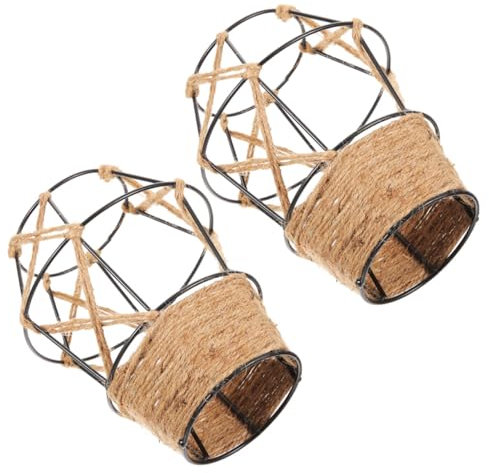 Yardenfun 2stücke Dekorativer Lampenschirm Aus Hanfseil Und Metallkäfig Für Pendelleuchten Und Hängelampen Geeignet Für Schlafzimmer Wohnzimmer Und Küche
