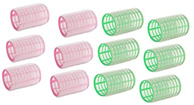 LALAFINA Lockenwickler 12 Stück 36mm Große Wellen Haarstyling Roller Selbstklebend Für Kurzes Und Langes Haar Geeignet Für Nasses Und Trockenes Haar Mit Clips Für Damen Grün Und Rosa