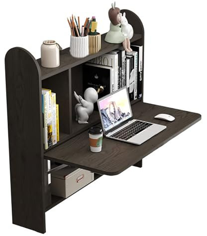 Wandklapptisch, Wandtisch Klappbarer Aus Holz, Schwimmender Schreibtisch Mit Fächern, Hängender Arbeitstisch Wandschrank, Esstisch Zur Wandmontage, Computertisch Für Büro, Wohnzimmer, Schlafzimmer ( C