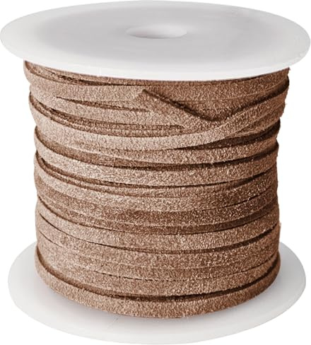 esnado Wildlederband, Lederband flach | Breite: 3 mm | Dicke: 1,5 mm | Länge: 5 Meter | Farbe: Naturbraun | ECHTES Leder - pflanzlich gegerbt | zum Basteln und zur Schmuckherstellung
