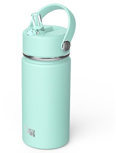 OISIZ Kinder-Wasserflasche mit Strohhalm-Deckel, vakuumisoliert, 316 Edelstahl, auslaufsichere Wasserflasche, BPA-frei, hält 24 Stunden kalt
