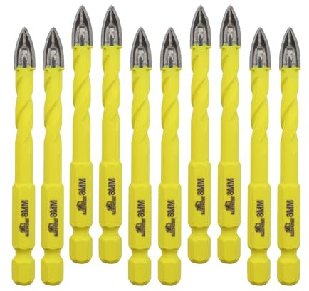 Set di punte in plastica per legno DARTOTEK Muratura 6 mm sega a tazza per piastrelle,Mattone, punta di carburo di tungsteno lavoro con piastrelle di ceramica, specchio da parete, 10 pz.