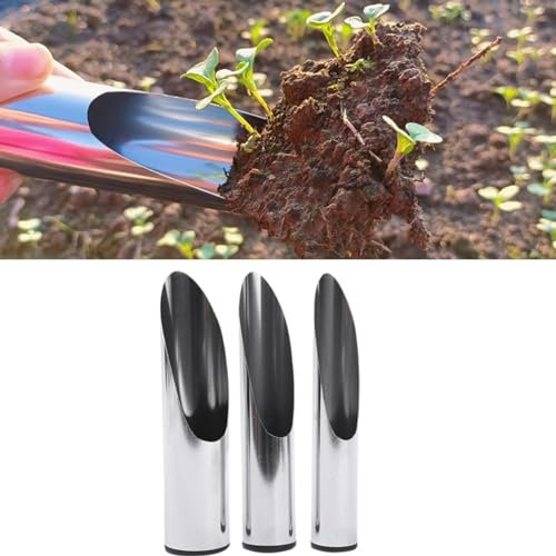 Bonsai Soil Scoops, Stainless Steel Garden Soil Scoops, Garden Bucket Tools, Soil Dig Shovel, Potting Scoopers, Bucket Shovel for Flower Planting, Bonsai, Potting, Cultivation, Weeding (3pcs)
