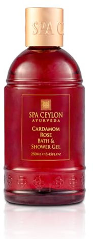 SPA CEYLON Cardamom Rose Bath and Shower Gel | Luxurious Herbal Bath Wash with Aloe Vera, Coconut & Himalayan Rose | Uplifting & Nourishing | 250ml