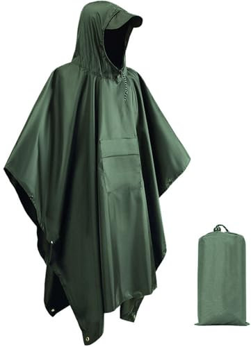 Senston Leichter Wasserdichter Regenponcho für Damen und Herren,Wasserdichter Regenmantel zum Camping, Wandern, Angeln,Wiederverwendbarer Outdoor Regencape mit Tasche