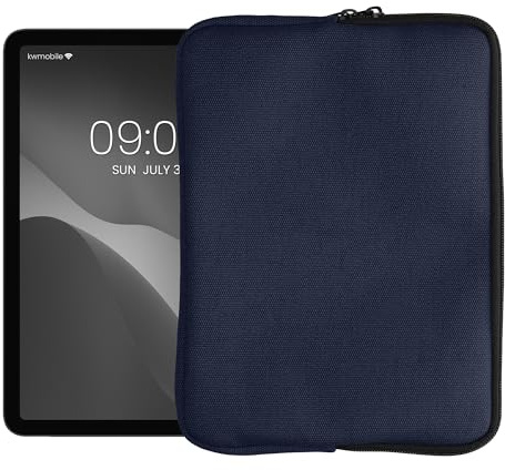 kwmobile Schutzhülle aus Canvas kompatibel mit 9,7-11 Tablet Hülle - Canvashülle für Tablet mit Reißverschluss - Dunkelblau