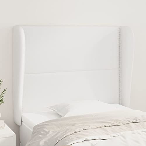 qohoio Kopfteil mit Ohren Bett Kopfteil Kopfenden Bed Headboard Bettkopfteil Kopfteil Weiß 83x23x118/128 cm Kunstleder - 3117889