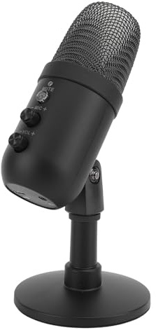 Fockety Gaming-USB-Mikrofon, USB-PC-Kondensatormikrofon mit Quick-Mute-Licht, Stoßfester Halterung, Drehbarer Gain-Taste, PC-Computer-Gaming-Streaming-Mikrofon mit RGB-Licht für