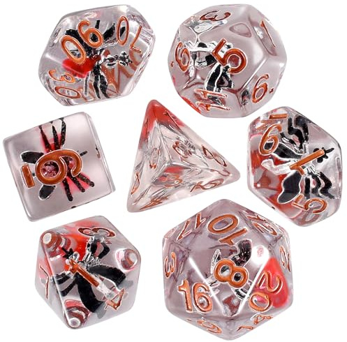 Moskito-Magie D20-Würfel. Die Dungeons-and-Dragons-Spielwürfel Zeigen Ihnen eine faszinierende Welt aus Moskito-Bernstein, Sieht aus wie eine in Bernstein gefangene Mücke.