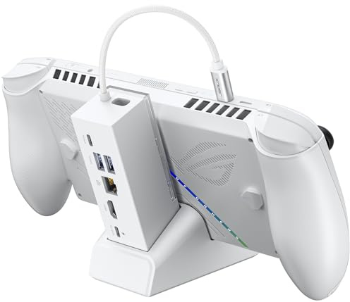 JSAUX Docking Station for ROG Xbox Ally X (2025)/ROG Ally X/ROG Ally/Steam Deck/Legion Go, 6-in-1 Dock with HDMI 4K@120Hz, Gigabit Ethernet, USB A & USB C 3.2 Gen 1, 100W Charging - HB0609 White