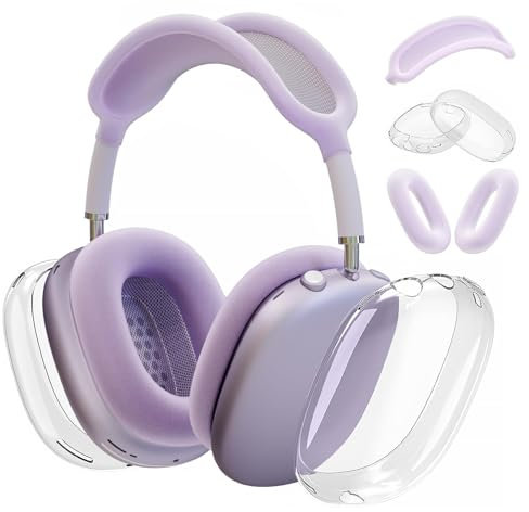 Molosleeve Silikon-Schutzhülle für AirPods Max (2024/2020), transparent, weiche TPU-Ohrmuscheln, Ohrpolster, Kopfbandabdeckung für AirPods Max (USB-C), transparentes Zubehör für Apple AirPods Max,