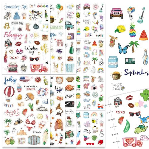Pegatinas Scrapbooking Estaciones, AIBAOBAO 318 Pcs Stickers Aesthetic Journaling, Pegatinas Bullet Journal Pegatinas para Álbum de Recortes para Bullet Journal Agenda Álbum de Fotos Libros Decoracion