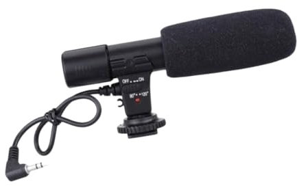 Uonlytech 1pezzi Microfono Per Interviste Per Videocamera Fotocamera e Telefono Compatibile Registrazione Audio Streaming Live e Vlog