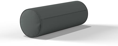 CHILIMILII Round Bolster pillow Large 20x60cm with Removable cover (Grey)-Cervical Roll Bolster Pillow for Massage & Yoga-Hollowfibre Bolster Pillow For Stress Relief