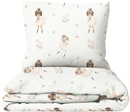 Leslis Premium Bettwäsche 135x200 für Kinder (Ballerinas) - Flauschige Musselin aus Baumwolle - Oeko-TEX zertifizierte Premium Kinderstoffe